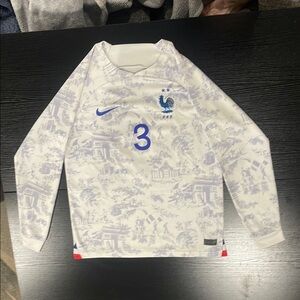 Nike White and Blue Long-Sleeve Jersey